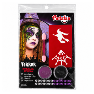 Kit de maquillaje Halloween PINTAFAN Terror violeta y negro