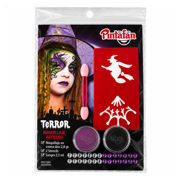 pintafan kit terror Kit de maquillaje Halloween PINTAFAN Terror violeta y negro
