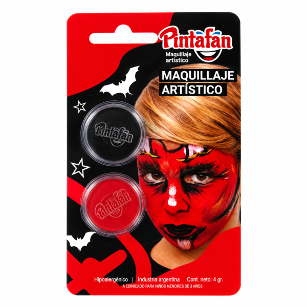 pintafan set x2 diablo Maquillaje de diablo para Halloween PINTAFAN Set x2 4 g