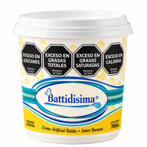 Ledevit Battidisima Banana 700 cc, pote de crema artificial batida sabor banana para repostería
