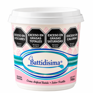 Ledevit Battidisima Frutilla 700 cc, pote de crema artificial batida sabor frutilla para repostería