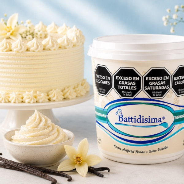 Ledevit Battidisima Vainilla 700 cc, pote de crema artificial batida para repostería