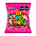 Misky Gomitas Ricomás Conitos Frutales 500 g, bolsa rosa con caramelos de goma surtidos de colores y forma de cono