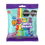 Mogul Jelly Beans 500 g, bolsa celeste y violeta con gomitas de colores y sabores frutales de Arcor.