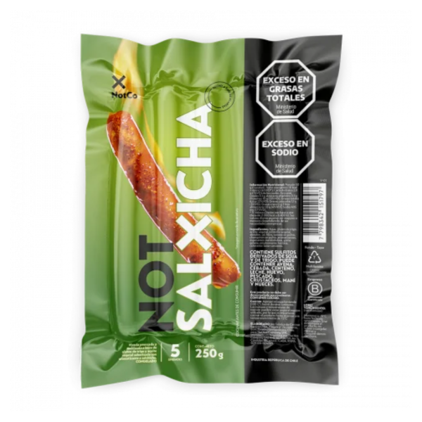 notsalchicha NotSalxicha 250 g NotCo con 5 salchichas a base de plantas